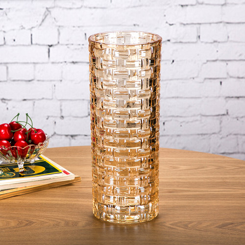 欧式大号水晶玻璃花瓶客厅小清新摆件插花水培富贵竹乾燥花落地u.