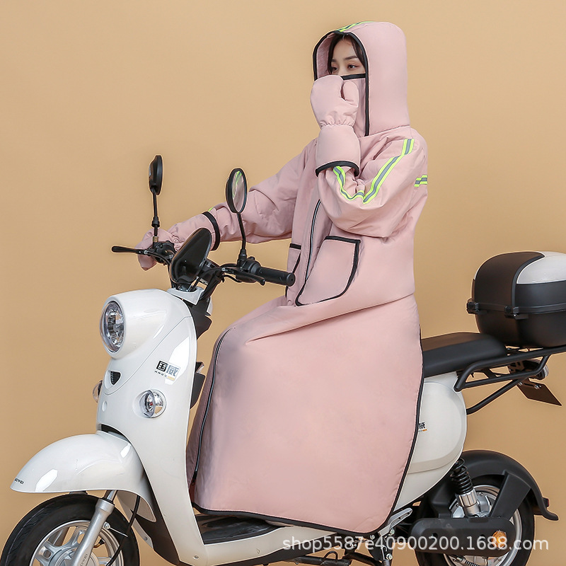 冬季防寒电动三轮车挡风被 防水防风罩加绒加厚骑行电瓶车挡风衣