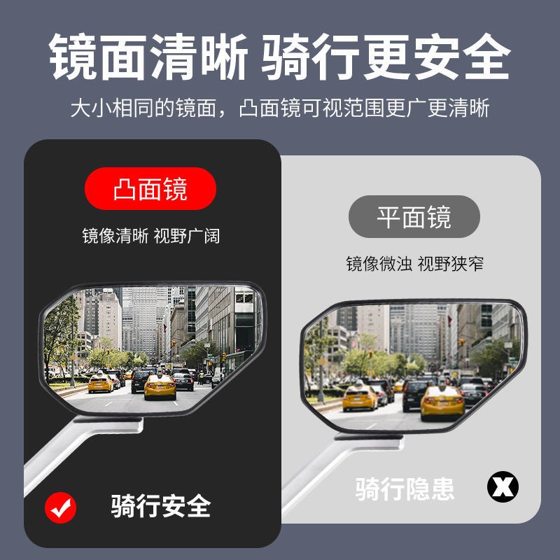 电动车改装可调节后视镜踏板摩托车反光镜清晰通用三轮电摩凸面镜