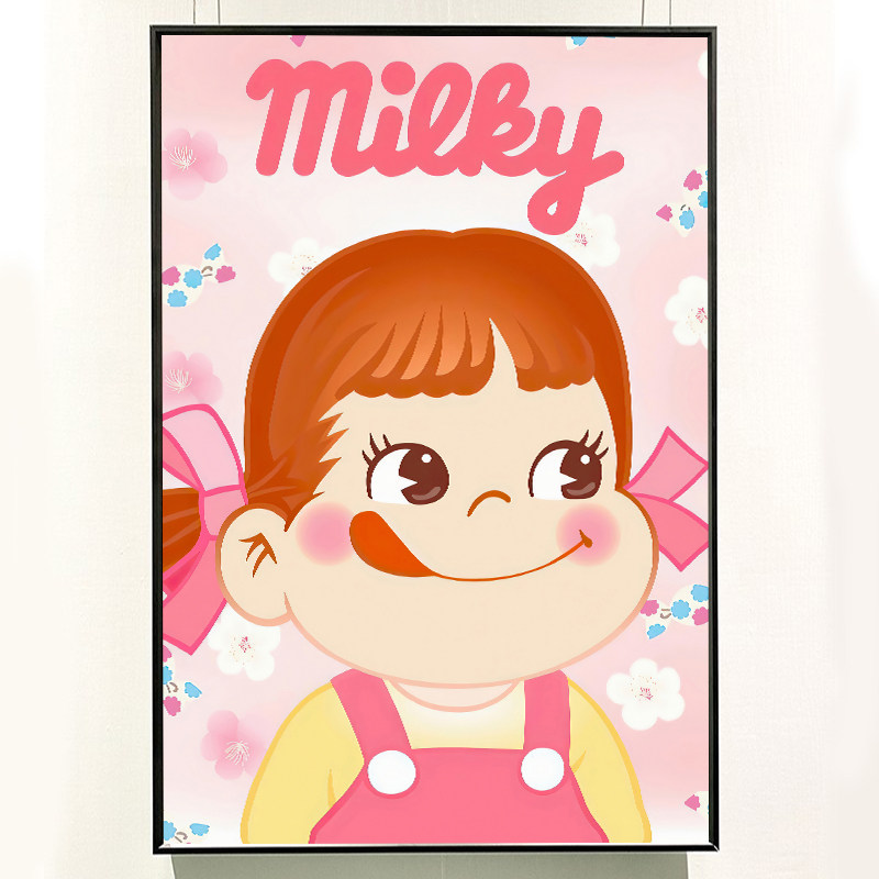 冇d意思 不二家女孩遮电表箱定制液压杆装饰画客厅电闸开关挂画