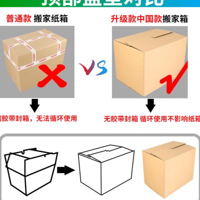 现货纸箱子打包搬家中国款免y胶带全折叠礼品收纳整理快递打包超