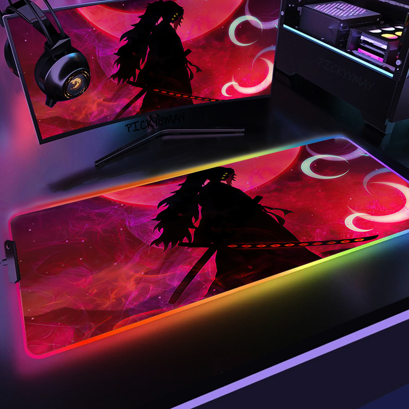 Demon Slayur RGB Moune Pad Lazrge Asime Mousepad Maese Compu