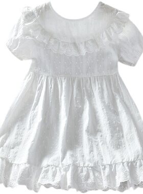 女童连衣裙夏季2021新款夏装宝宝洋气儿J童装纯棉韩版白色公主裙