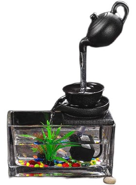 悬壶循环流水摆件配件搭配玻璃小鱼缸喷泉加湿器客厅办公室桌面