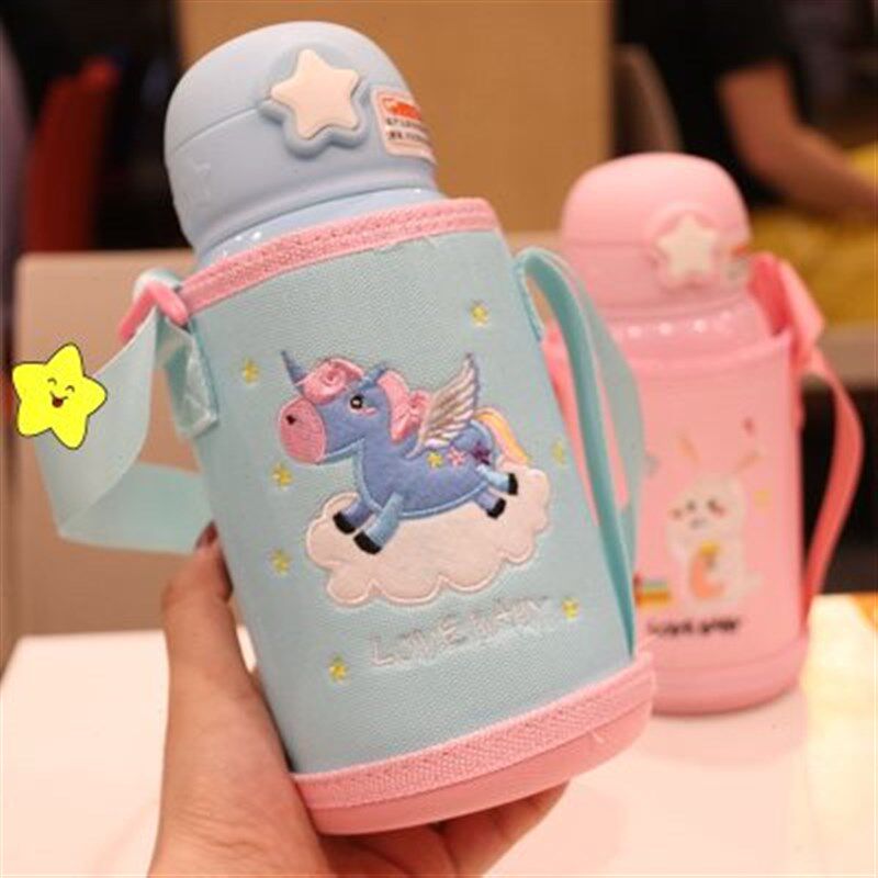 双盖两用儿童吸管保温杯304不锈钢水杯学生女宝宝幼儿园可爱水壶
