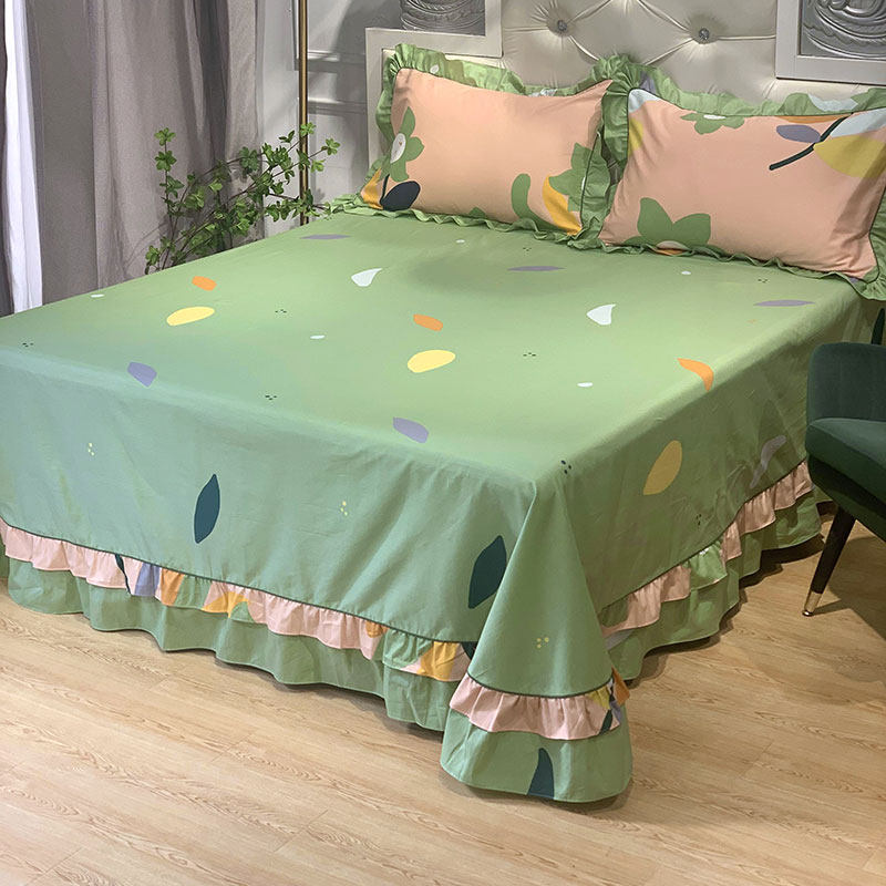 床单单件100全棉夏季家用 双人主卧2021年新款荷叶边两米床,床上用品,床单,淘宝优惠券,粉丝福利购,淘宝优惠卷