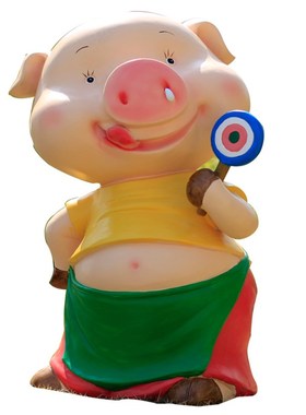 网红店装饰卡通小屁猪玻璃钢雕塑商场美陈户P外庭院园林小品摆件