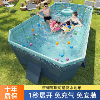 定制免充气游泳池儿童家用大人加厚可折叠室外超大型成V人支架水