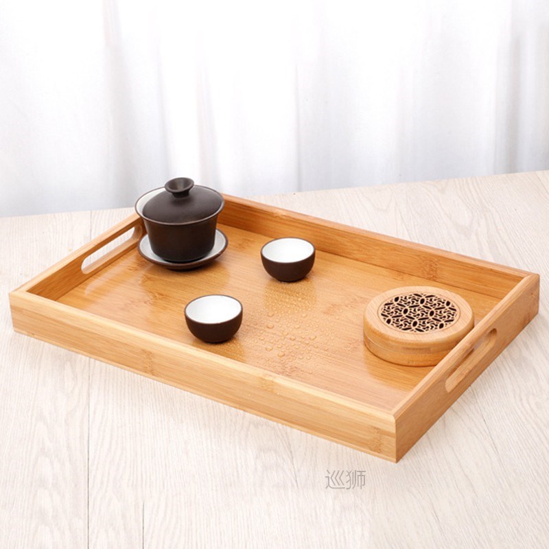 Bamboo Wooden Rectangular Tea Tray Solid Wood Tray trays ser