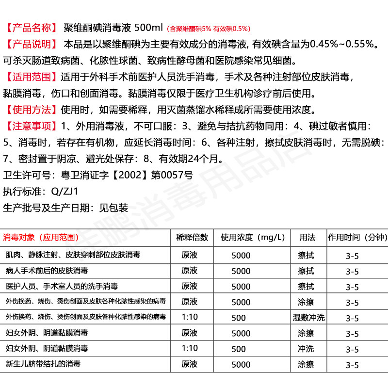 新品聚维酮碘消毒液皮肤黏膜伤口创面消毒杀菌5%碘伏消毒水婴儿 5