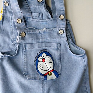 夏季新款男童薄牛仔背带裤1-3岁宝宝七九分裤小童夏装韩版潮连体