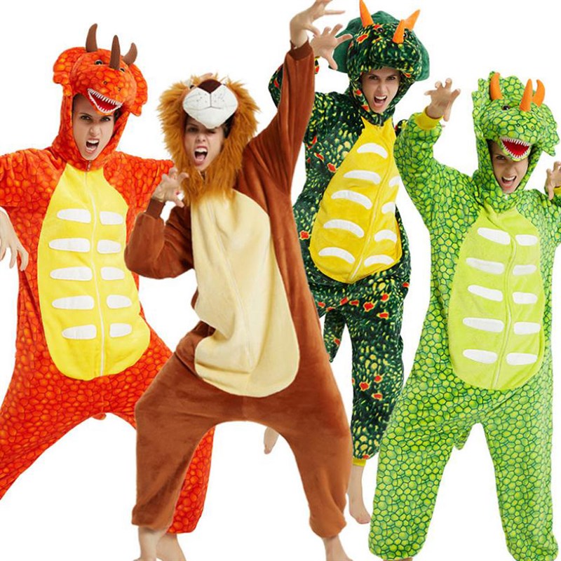 推荐Kigurumi for Men Lion Dinosaur Wolf Cat Unicorn Pajamas