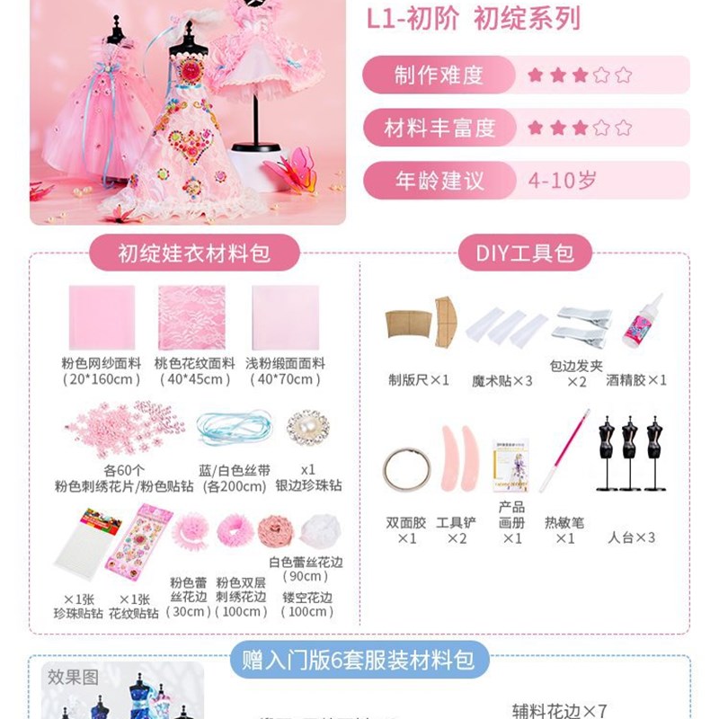 小女孩子服装设计diy生日礼物十岁8儿童节7六一手工6-13玩具女童9