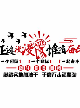 团队励志墙贴画员工激励标语房产中介公J司企业文化墙面办公室布