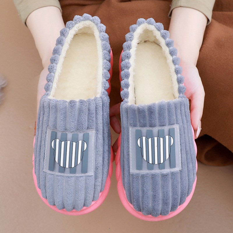 冬季棉拖鞋女棉鞋包跟室内外棉拖鞋防滑加厚底保暖毛绒低帮月子鞋