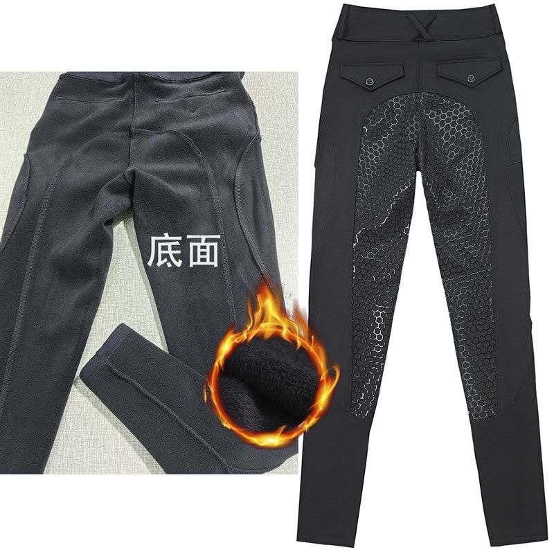 冬季加绒加厚马裤男女骑马裤硅胶防滑马术骑行裤儿童加绒裤紧身