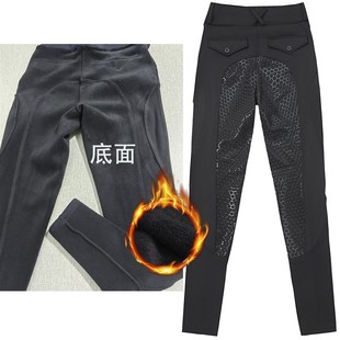 冬季加绒加厚马裤男女骑马裤硅胶防滑马术骑行裤儿童加绒裤紧身