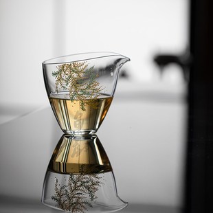 鱼戏手工贴花耐热玻璃加厚公道杯家用泡绿茶公杯匀茶杯分茶器茶海