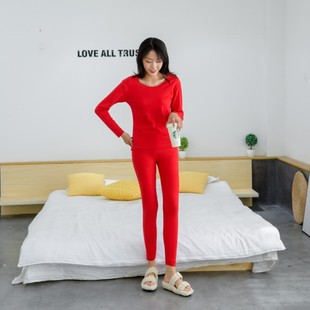 无痕德绒秋衣秋裤 保暖内衣加绒加厚女士保暖套装 加肥加大发热大码