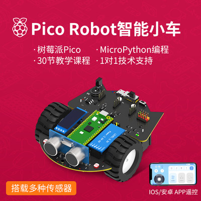 树莓派pico智能小车 开发板套件microPython编程机器人传感器入门