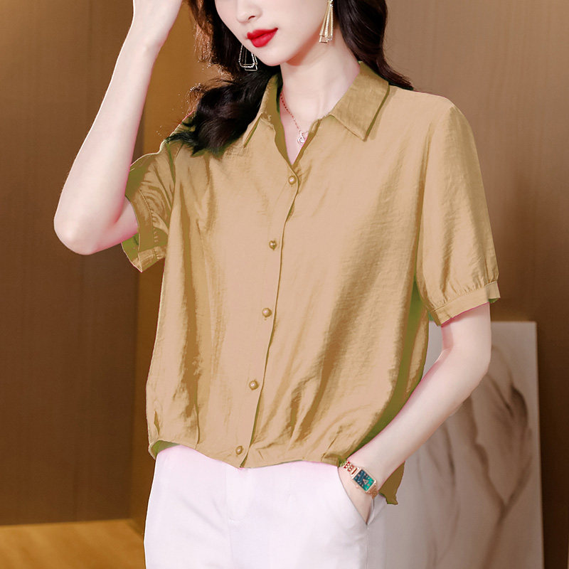 韩国时尚洋气衬衫女士2023年新款夏装上衣雪纺衫时髦小衫女装衬衣