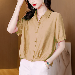 韩国时尚洋气衬衫女士2023年新款夏装上衣雪纺衫时髦小衫女装衬衣