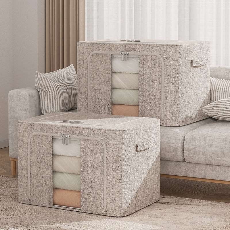 新品Thickened Real Cotton and Linen Clothes Storage Box Fabr 收纳整理 收纳箱 原图主图