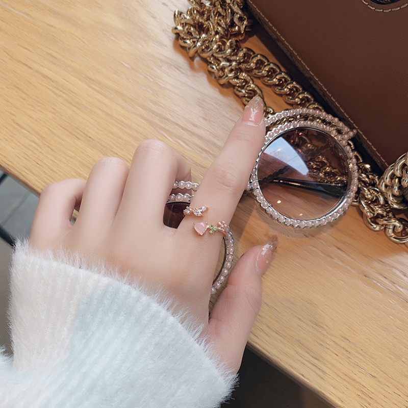 韩版新款多款微镶水晶锆石戒指甜美法式优雅花朵指环网红流行饰品