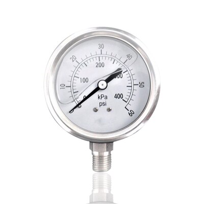 供应不锈钢微压表膜盒耐震压力表径向充油抗震油压表YBN50 400KPA