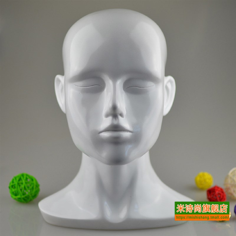 玻璃钢石膏像58cm头围女头模 帽子 眼镜 耳机 口罩展示.架模特道