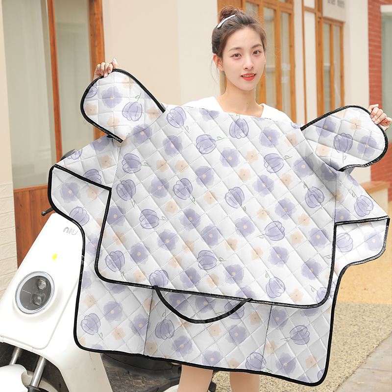 电动车挡风被夏季防晒罩薄款双面防水防风电瓶摩托车夏天电车防雨