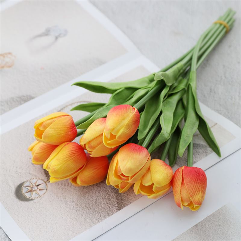 推荐Simulated Flowers Golden red tulips Artificial Plants Bo 家居饰品 仿真花/假花 原图主图