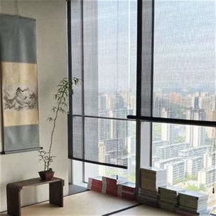 竹帘窗帘卷帘茶室隔断帘屏风挂帘遮挡阳台遮阳透光遮光 曼莎诺中式