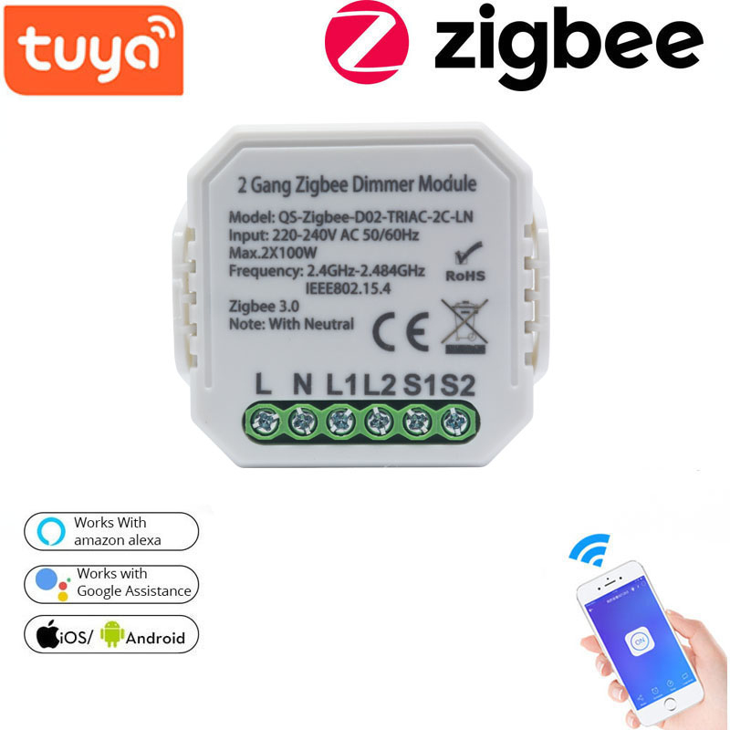 Tuya Smar0 Zigbee Dimmer SywiVch Module 1/2 Gang 220t 15tW