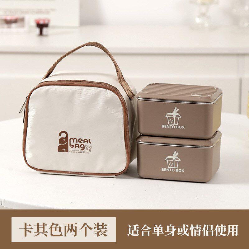 POIM21日式不锈钢带盖便当盒可C微波炉加热多层密封带饭保鲜饭盒