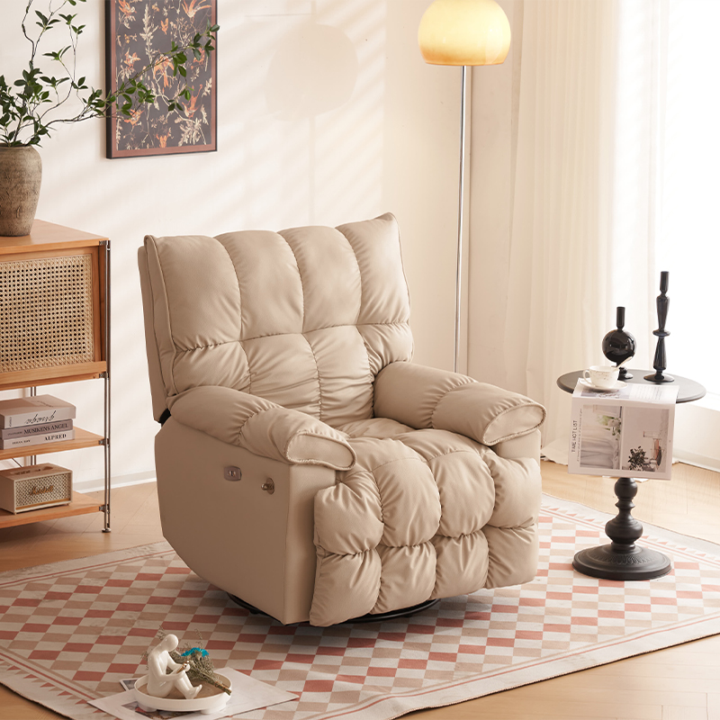 多功能单人沙发椅奶油可躺可睡客厅卧室摇摇椅头等太空懒人沙发舱