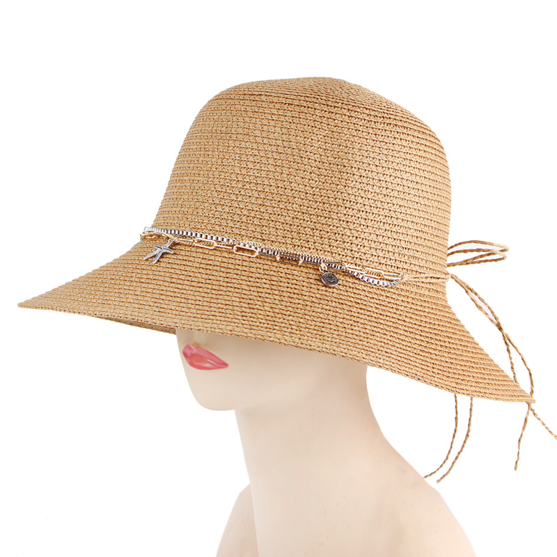 推荐Fashion and casual female fisherman straw hat, sun hat,