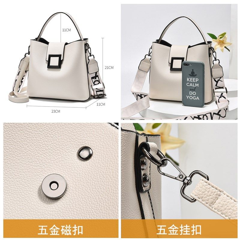 时尚女士小包包夏季新款韩版潮百搭手提宽带水桶包个性单肩斜挎包
