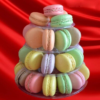 4 Tier Macaron Tower Cake Stand Tray Display Rack with Carry