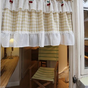 门帘隔断帘免打孔布艺书房玄关厕所卫生间半帘遮挡帘挂帘魔术贴帘