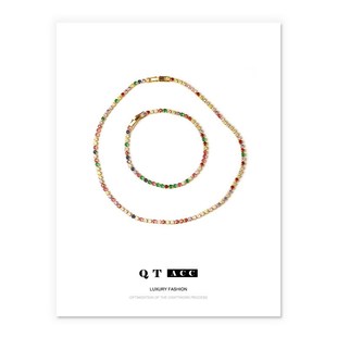 彩色鋯石項(xiàng)c鏈?zhǔn)宙溑?復(fù)古彩鉆項(xiàng)圈手飾新 韓國(guó)設(shè)計(jì)師ins網(wǎng)紅時(shí)尚