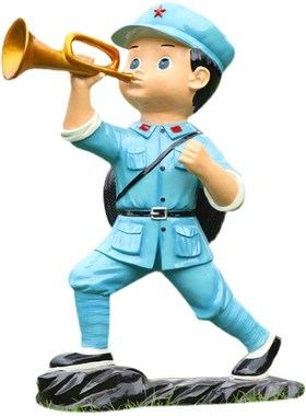 卡通小红军雕塑户外公园学校红色文化景区玻璃钢人物八路军大摆件