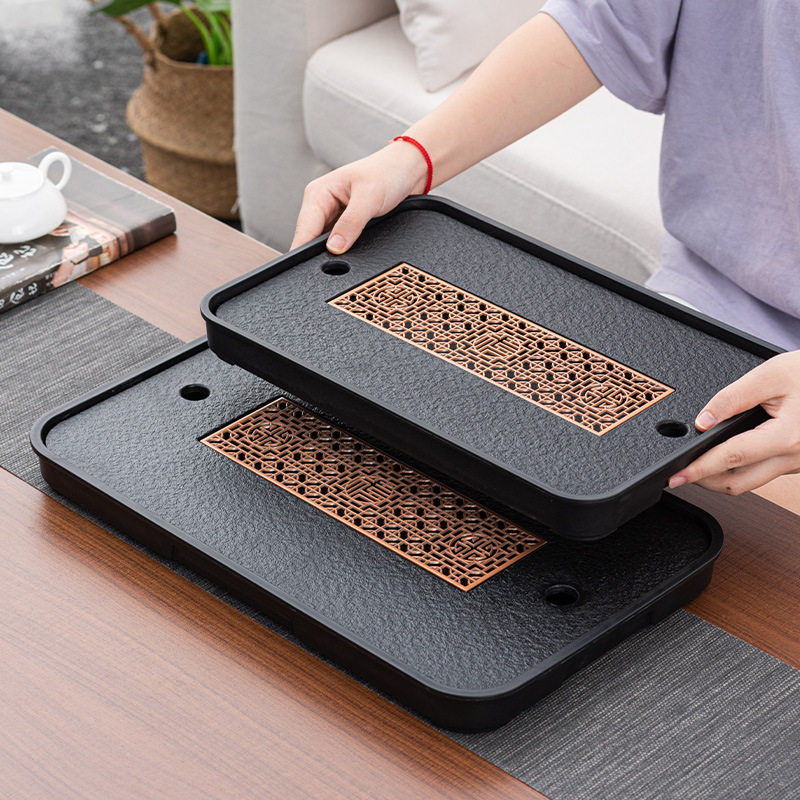 茶具用品大全高档茶盘家用小型a仿乌金石托盘功夫茶海排蓄水两用