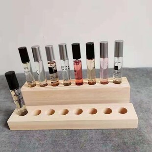 0WYV实木香水k架小样香水木盒木牌展示盒化妆品陈列收纳长方形