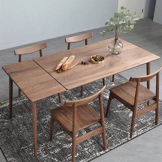 急速发货实木伸缩餐桌原木折叠多功能家用饭桌简约可加长推拉桌子