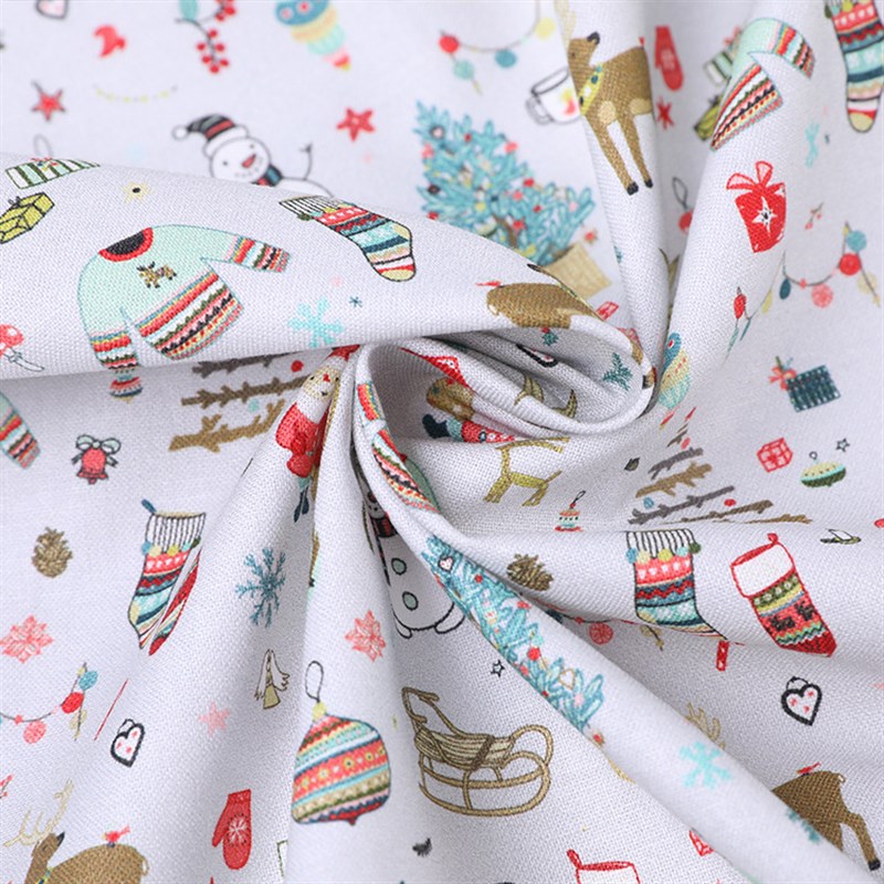 圣诞花型纯棉数码印花20r60巴坯 手工DIY家居布料靠枕书衣圣诞主
