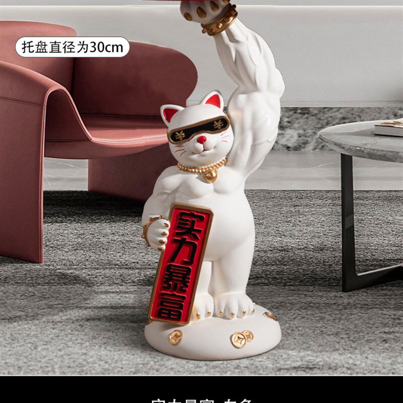 小众高货麒麟臂肌肉招财猫大摆件公司店铺健身房前台招财装饰品开