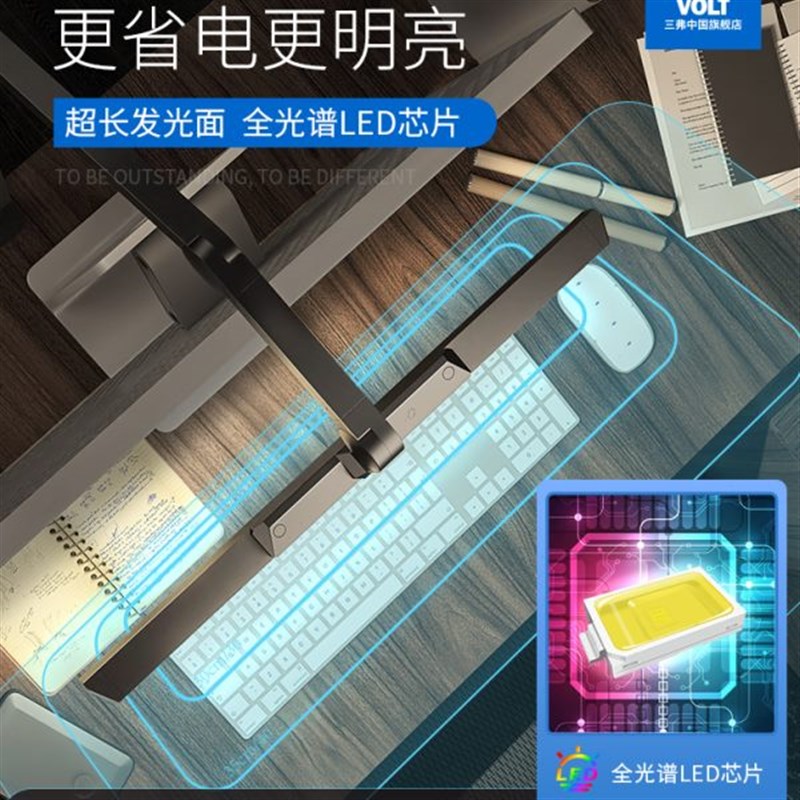三弗电脑屏幕灯长臂夹子台灯显示器工作宿舍书桌补光夹子挂灯