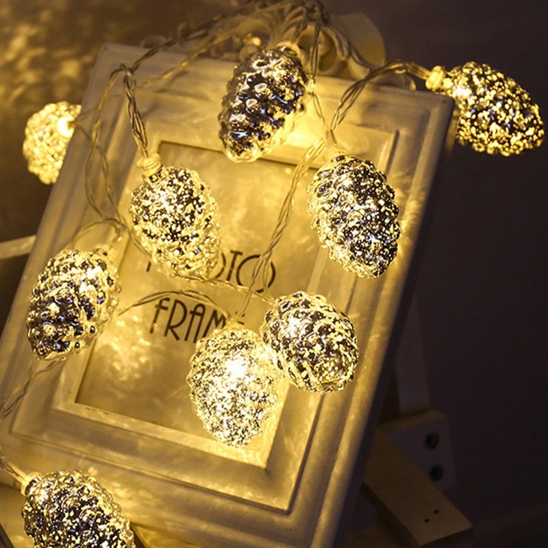 10 Led Silver Pine Nuts Battery Operated String Lights 1.5M