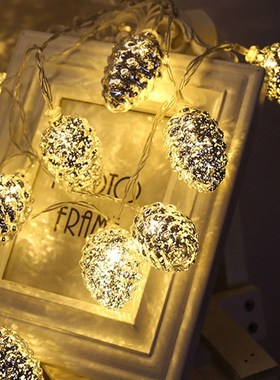 10 Led Silver Pine Nuts Battery Operated String Lights 1.5M